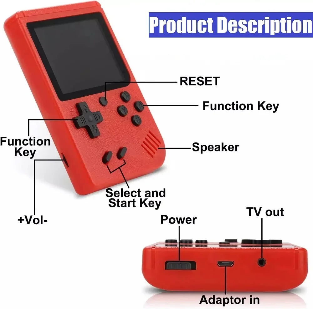 Classic Retro Video Pocket Games Console Lcd Screen Built-in 400