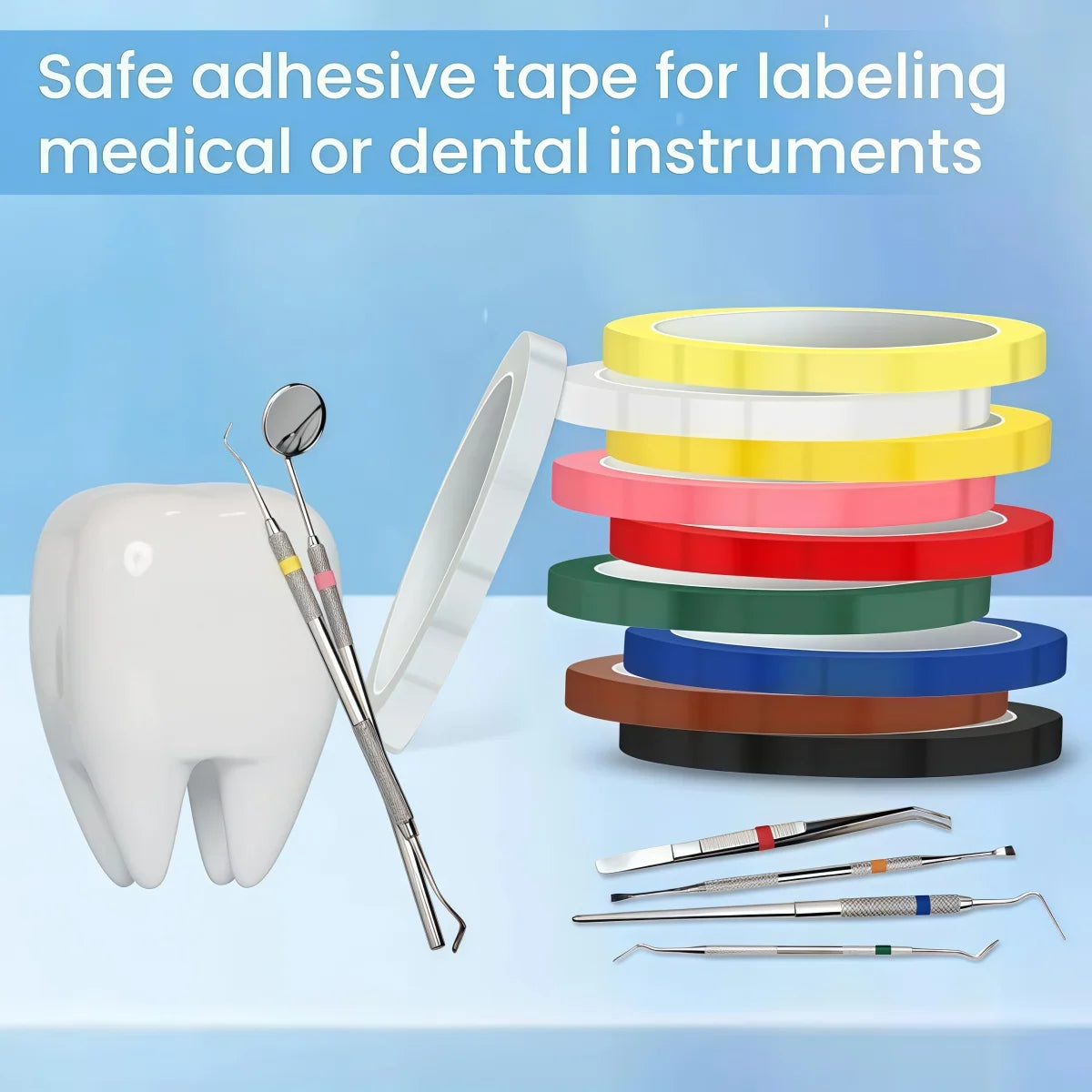1 Roll Dental Instruments Tapes Autoclave Tape 10 Colors Surgical