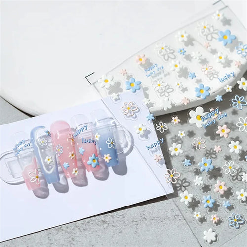 Japanese Vintage Red & Blue Rose Flower Laser Gold Silver Nail