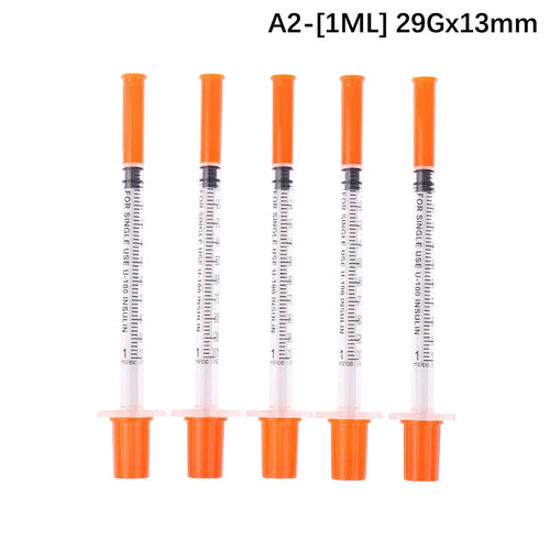 5Pcs 0.3/0.5/1ML Disposable Plastic Veterinary Syringe Orange Cap