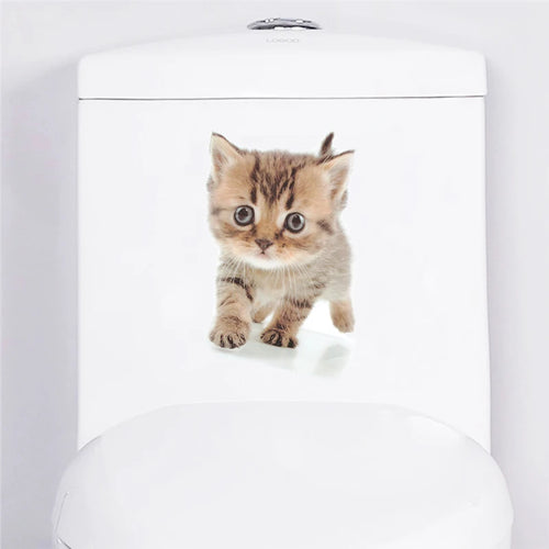 Vivid 3d Hole Funny Cat Dog Toilet Stickers Diy Wc Washroom Home