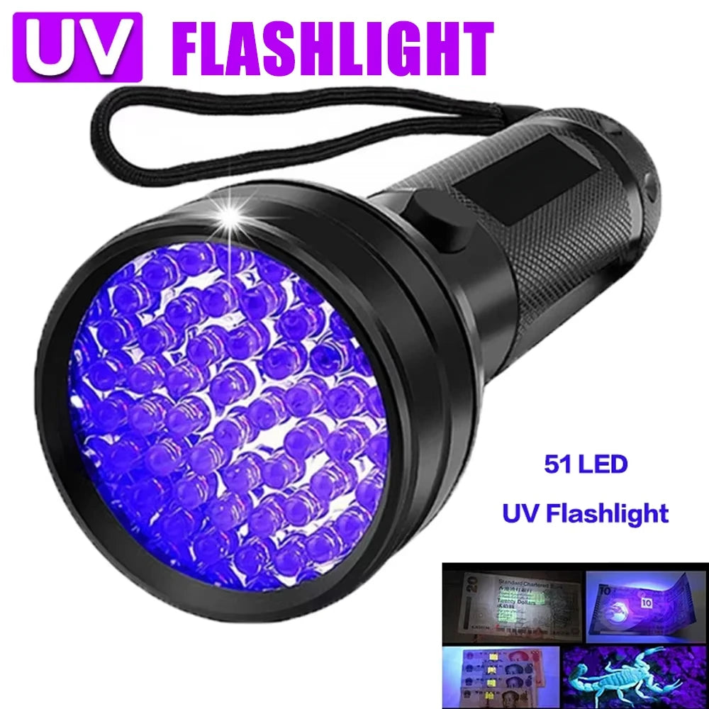 12/21/51 LED Protable UV Flashlight Black Light 395 NM Ultraviolet