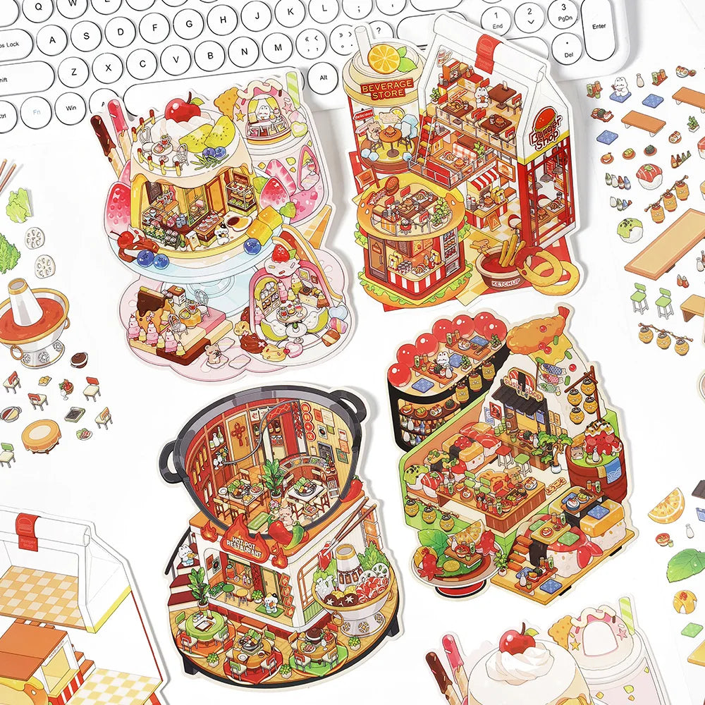 Dessert House 3D Visual Pocket House Scene Stickers Landscape Stickers
