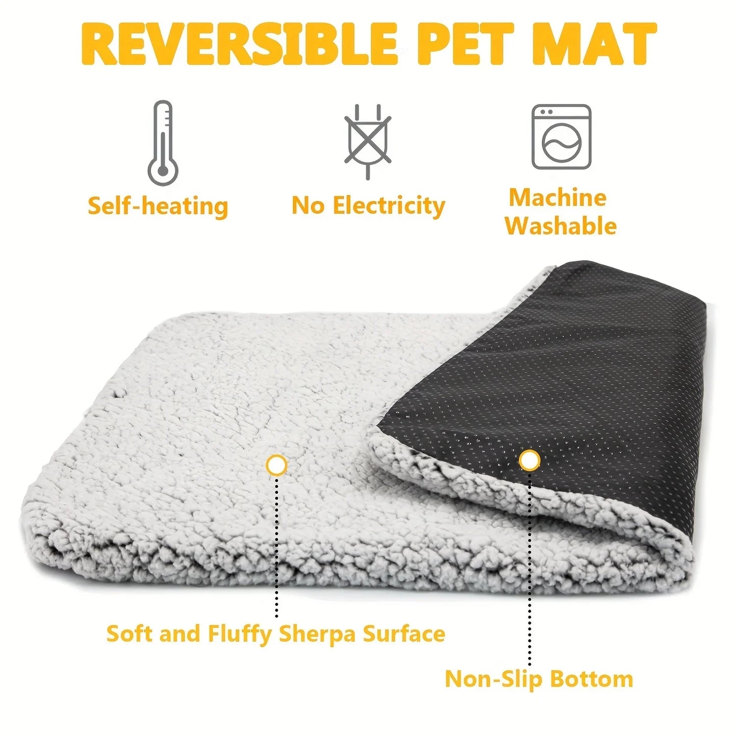 Pet Self-Heating Blanket Pad Natural Body Heat Reflective Mat Washable