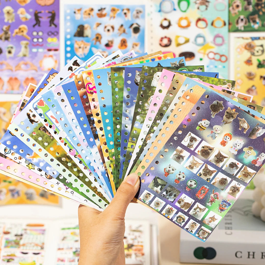 30Pcs/Book Cute Pet Battle Cut-Out Coil Sticker Book DIY Handbook