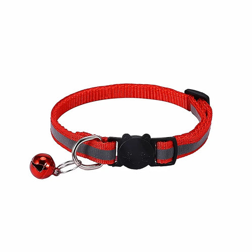 Adjustable Reflective Breakaway Cat Collar with Bell Safety Elastic