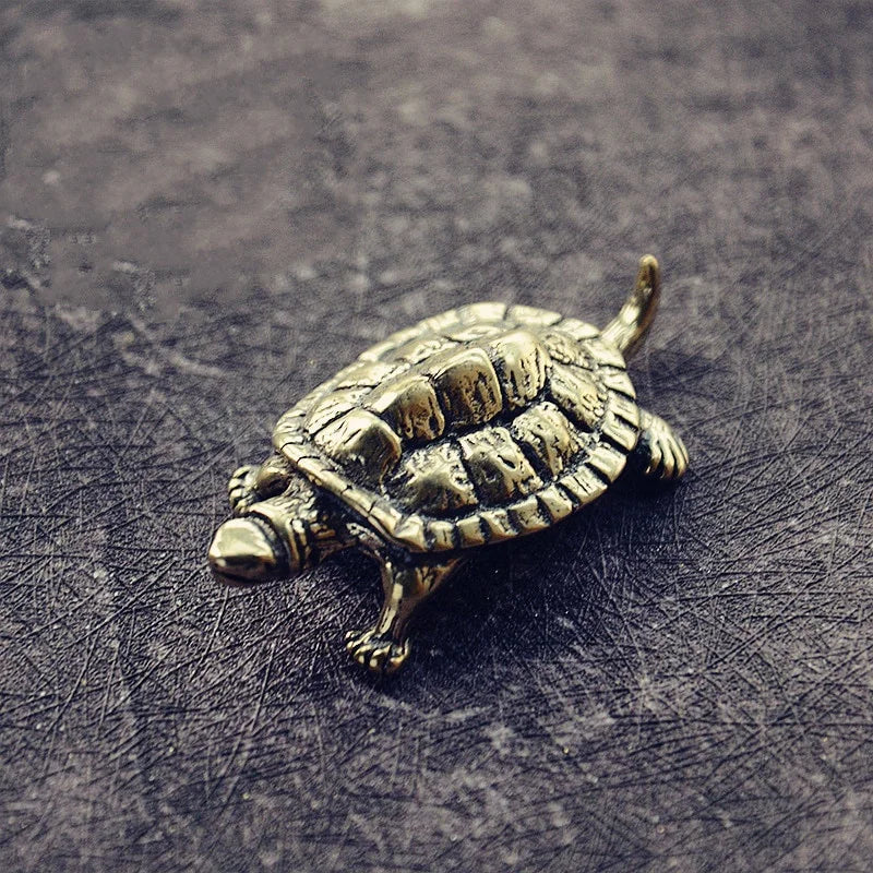Retro Brass Tortoise Ornament Statue Metal Animal Sculpture Home
