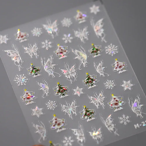 1Pcs 5D Embossed Aurora Butterfly Nail Art Stickers Self Adhesive