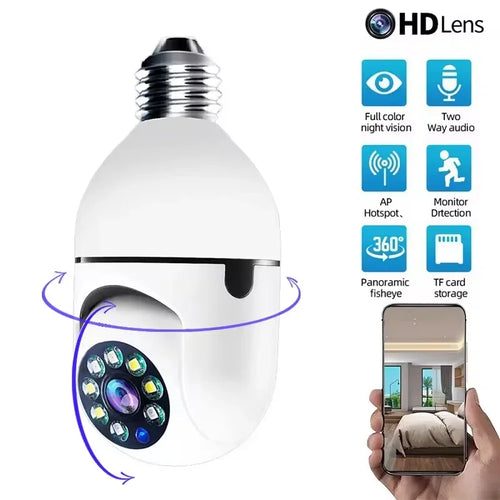 4G WiFi IP Camera E27 Bulb Camera 2MP Wireless Baby Monitor with AI