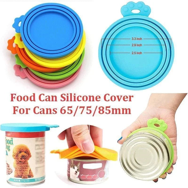 Reusable 3 In 1 Pet Food Can Silicone Cover Dogs Cats Storage Tin Cap