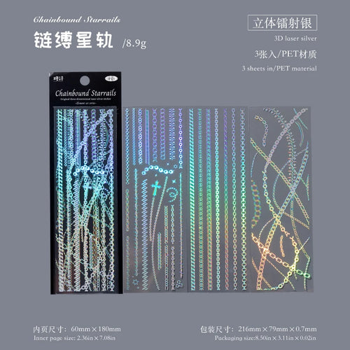 3sheets/pack Kawaii PET Laser Silver Stickers DIY Diary Phone Case
