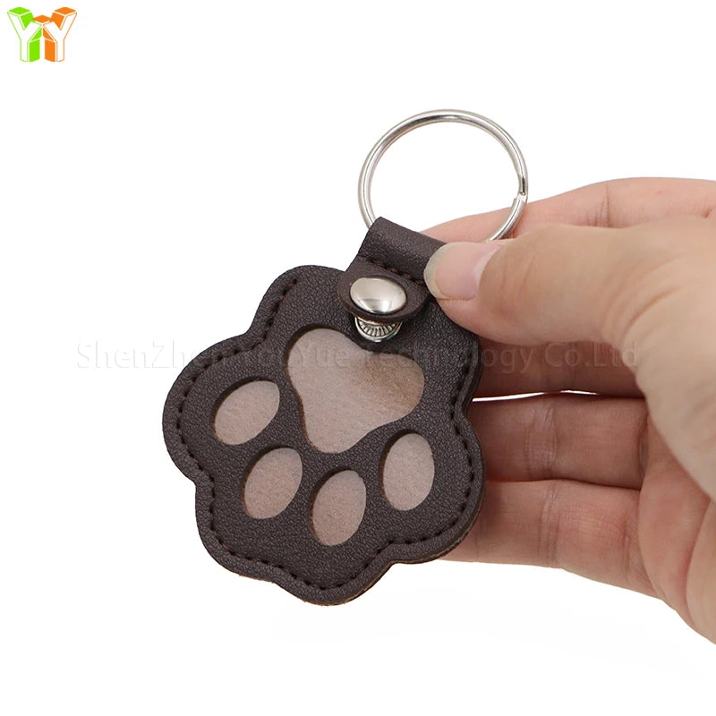 Memorial Leather Pet Hair Storage Bag Cat Paw Keychain Multifunctional