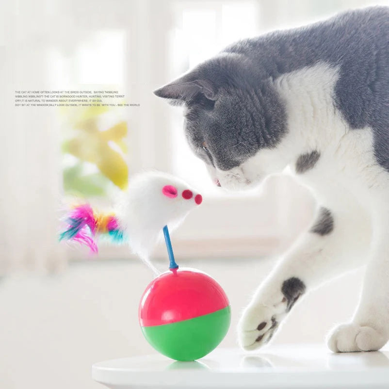 Pet cat toys durable colorful feathers Mimi's favorite fur mouse