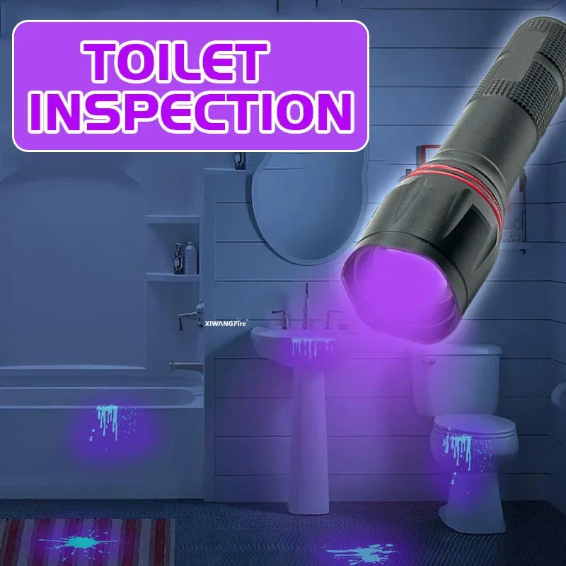 395nm LED UV Flashlight Rechargeable Zoomable Torch Light for Pet