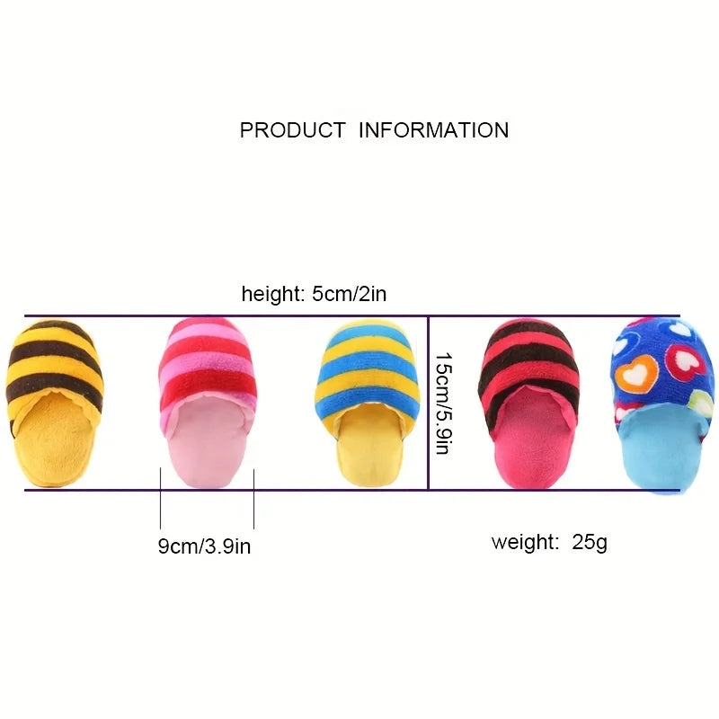 Durable Plush Squeaky Slipper Chew Toy Colorful Cartoon Dog Toys