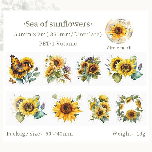 8Style 200cm/roll Flower Sea Tape Cut Film PET Plants Handbook DIY