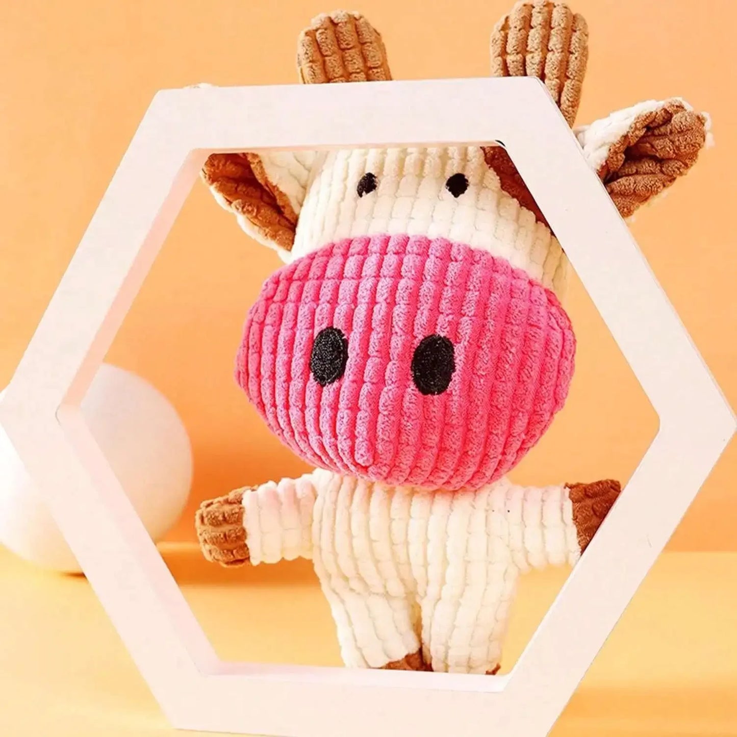 Fun Pet Toy Pet Cow Shape Corduroy Chew Toy For Dogs Puppy Squeaker