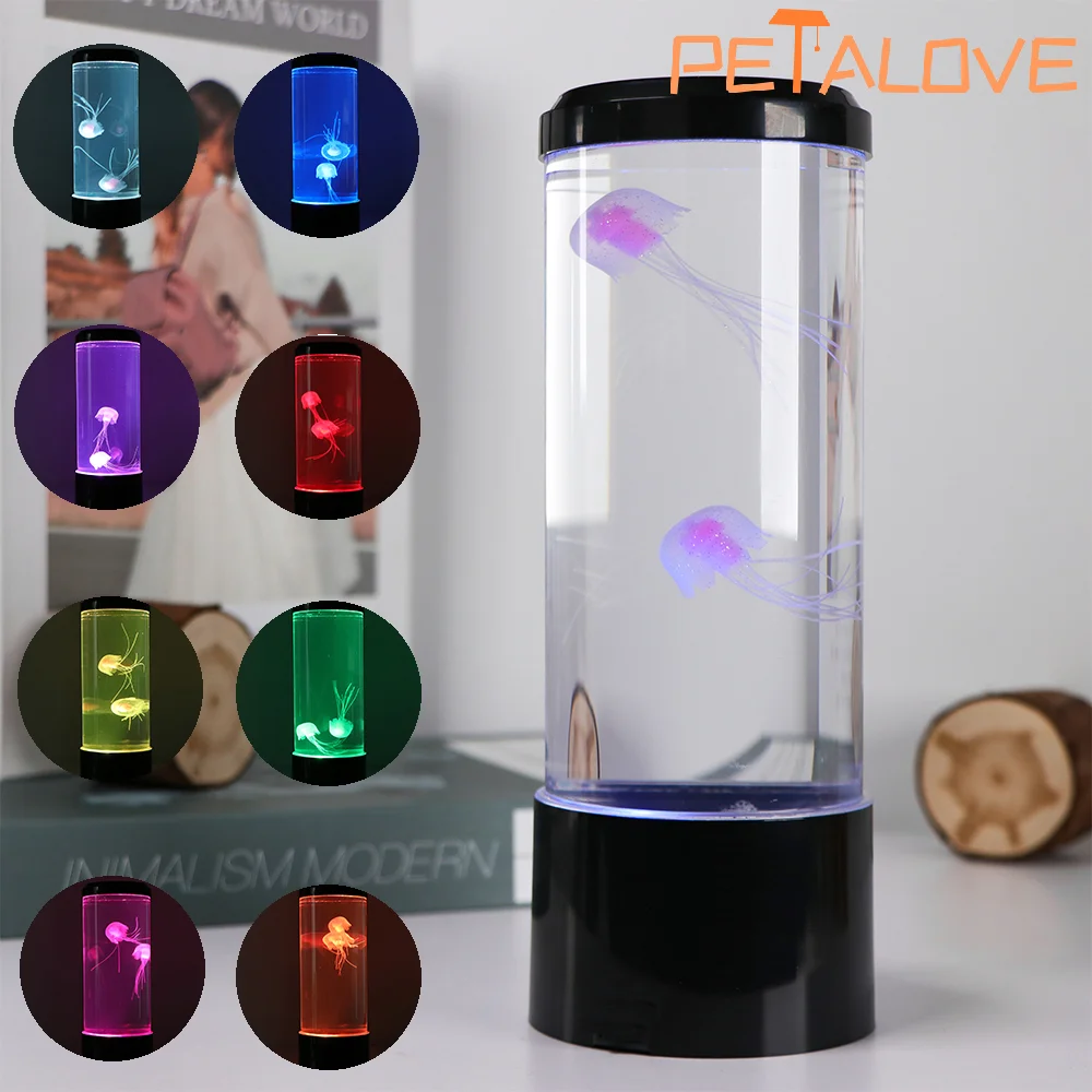 Jellyfish Lava Lamp Aquarium Ocean Night Lights 7Colors LED Jellyfish