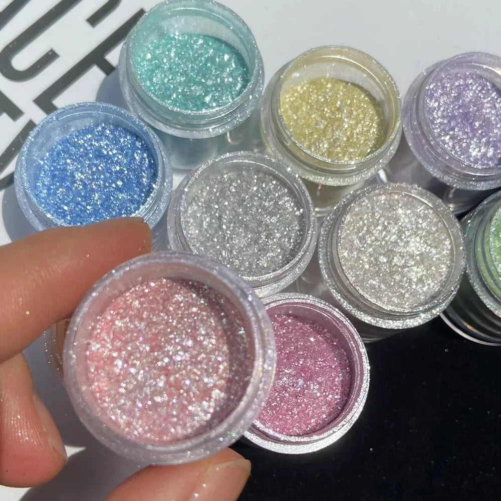 10Colors Sparkly Nail Glitter Powder Rainbow Crystal Diamond Pigment