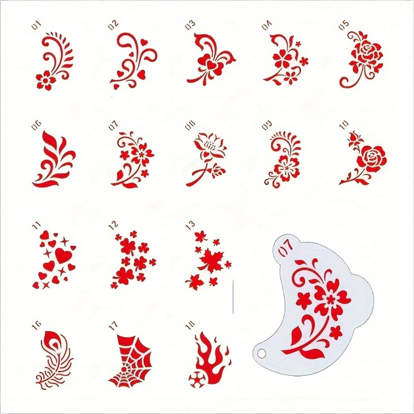 20Pcs Reusable Face Painting Stencils - Durable Pet Plastic, Washable