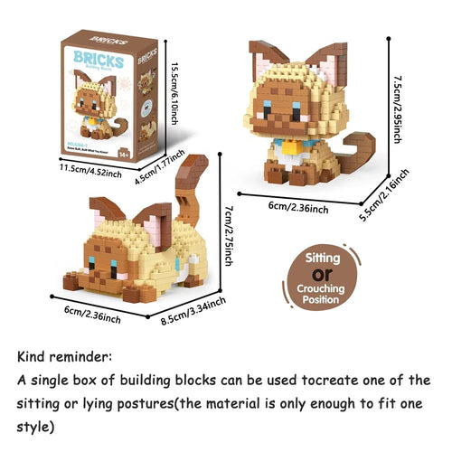 Micro Mini Super Cute Micro Cat Building Kit Tiny Pet Series Doll