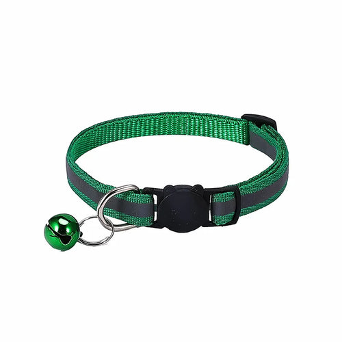 Adjustable Reflective Breakaway Cat Collar with Bell Safety Elastic