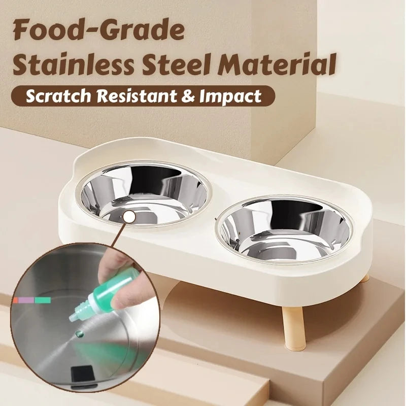 Dopamine Colorful Elevated Pet Feeder: Dual Stainless Steel Bowls with