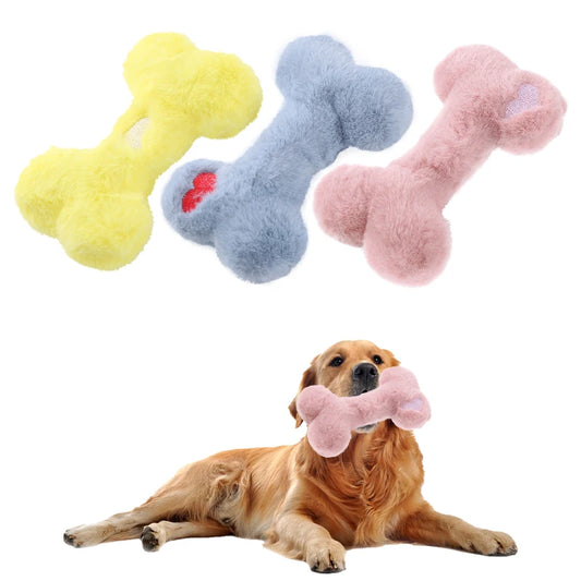 Cute love bone plush vocal dog toys containing bb called grinding