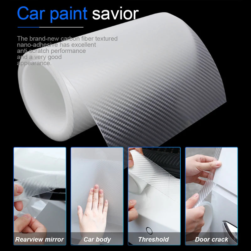 SEAMETAL 3D Carbon Fiber Car Protective Film Door Threshold Protector