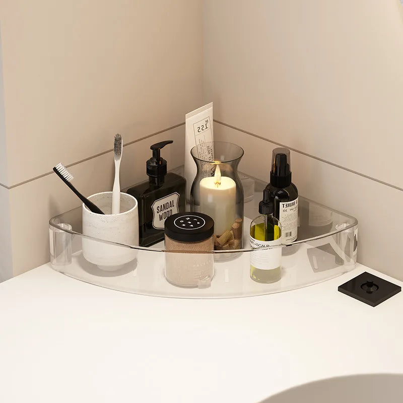 Fashion Rack Multi-Layer Transparent Bathroom Shelf Washbasin Storage