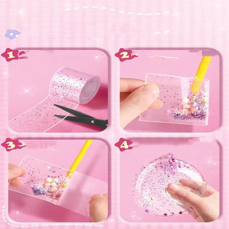 PET Nano Glue Knead Music Double Sided Tape Blow Bubbles Full Set Of