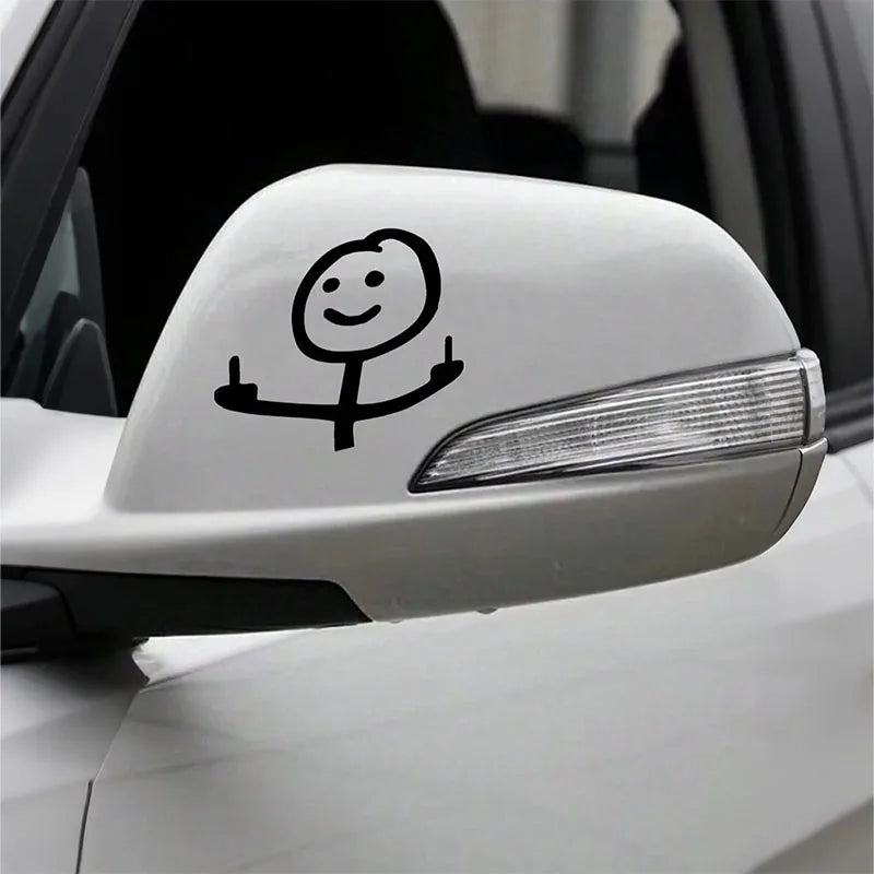 2 cartoon smiling car stickers - waterproof, UV resistant vinyl, easy
