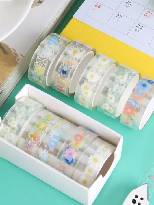 5 Rolls Transparent Decorative Tape PET Waterproof Self-Adhesive