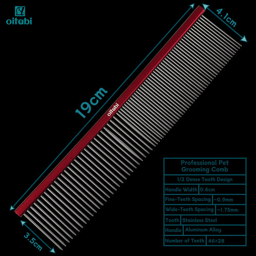 Oitabi Pet Comb Stainless Steel Long Teeth Comb for Dogs & Cats Pet
