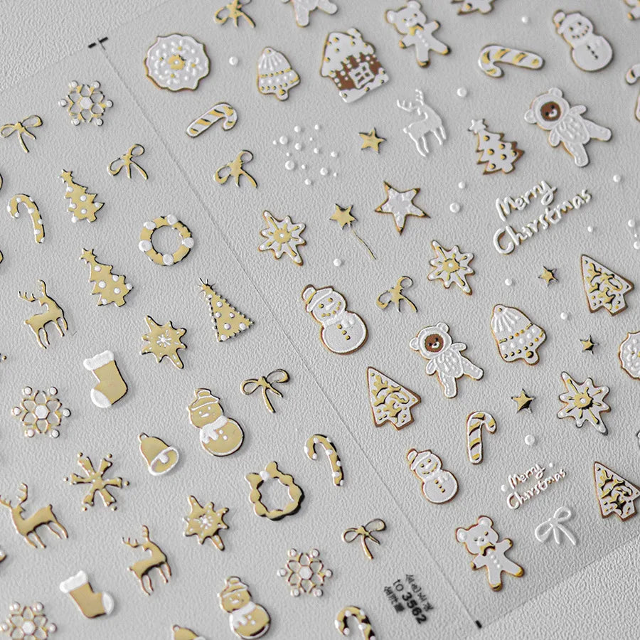 5D embossed nail art sticker high quality Christmas series nail