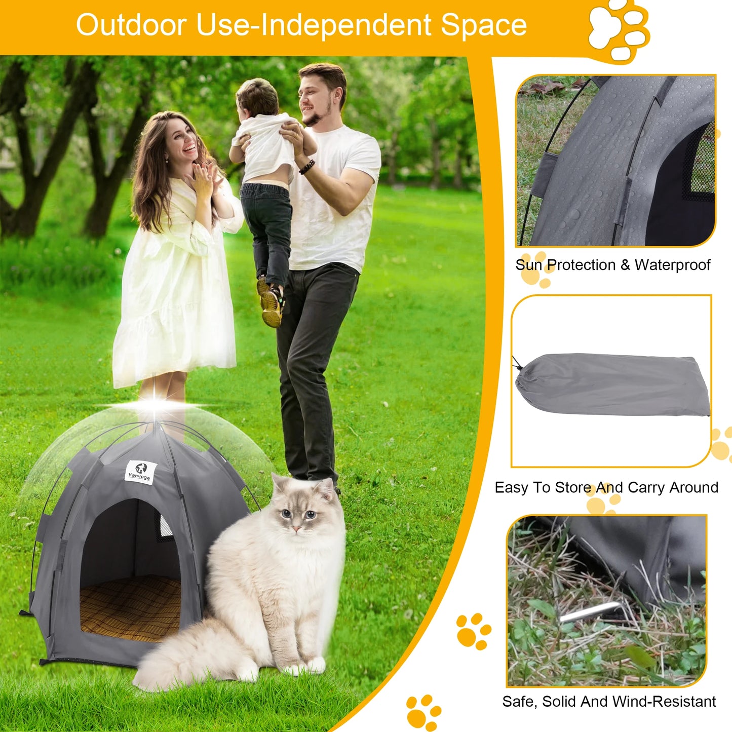 Yanvega Cat Tent Pet Supplies, Gray Cat Tent For Indoor Cat