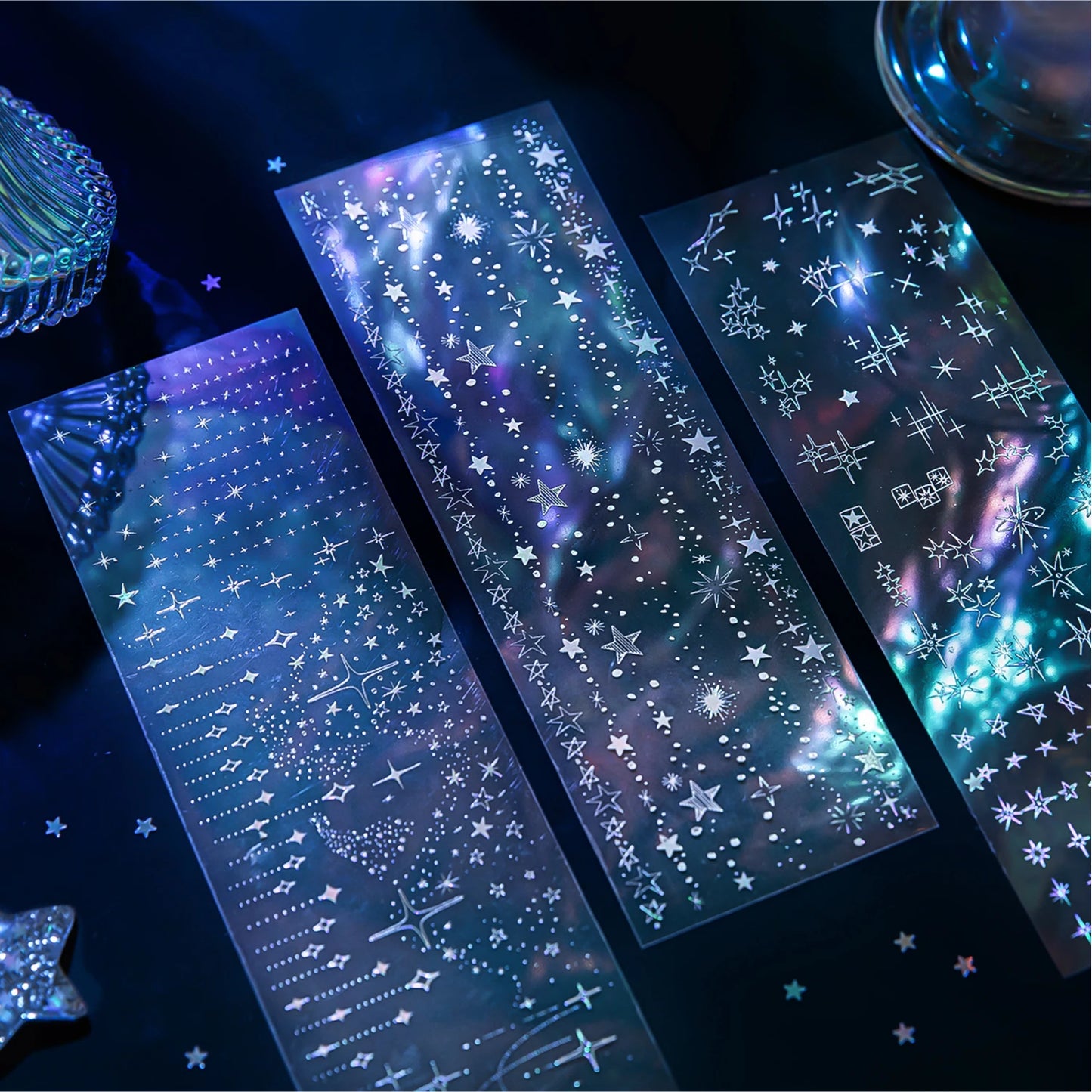 3sheets Element Collection Series Kawaii PET Laser Silver Stickers DIY