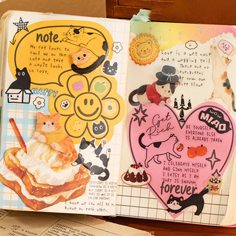 20pcs Corner Cats PET Square Sticker Book for Journal Scrapbooking