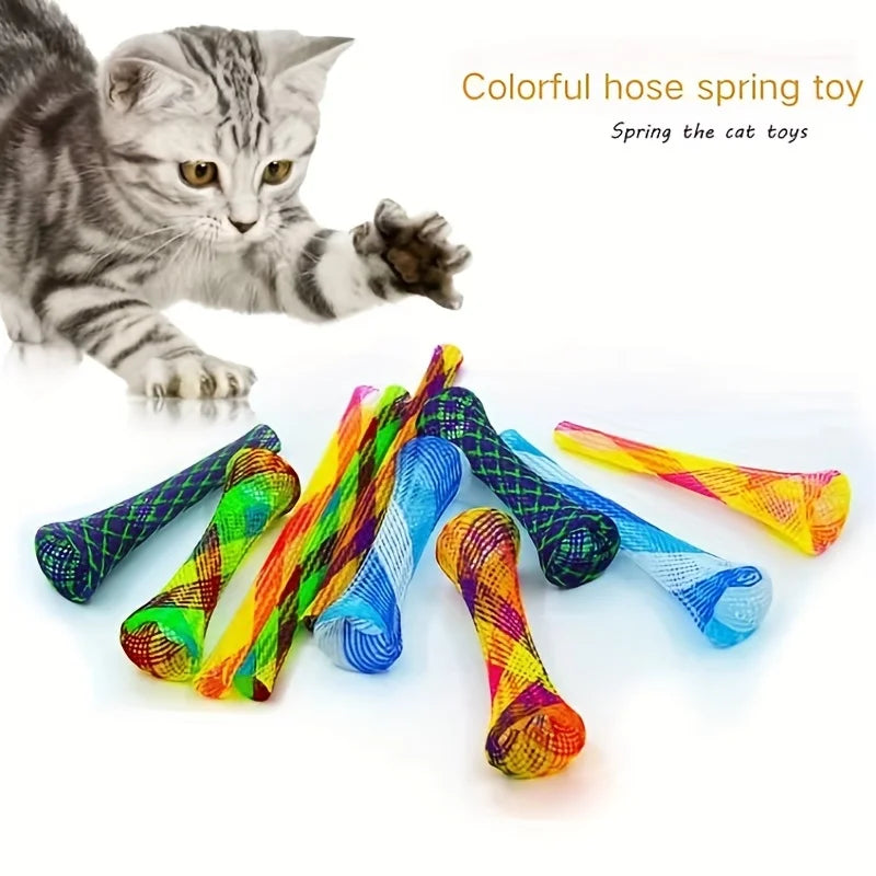 Folding Spring Shaped Toys  Colored Elastic Spring  Interactive Cat