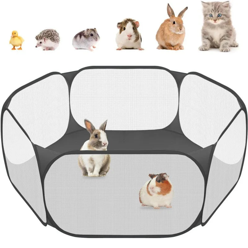 Portable Small Pet Cage Transparent Cat and Dog Cage Tent Pet Playpen
