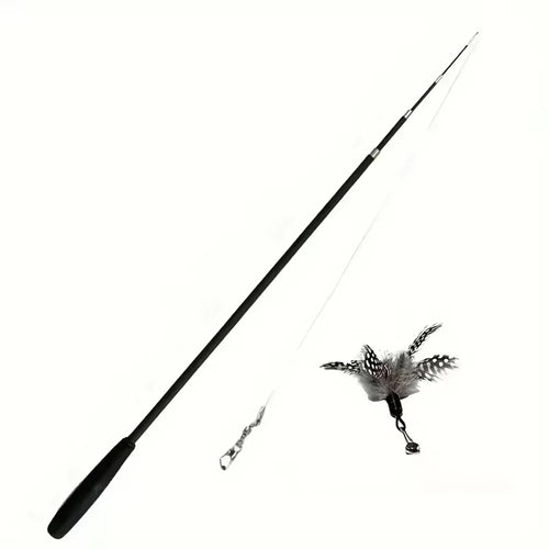 Interactive Long Extendable Pole Cat Toy with Artificial Feathers Pet
