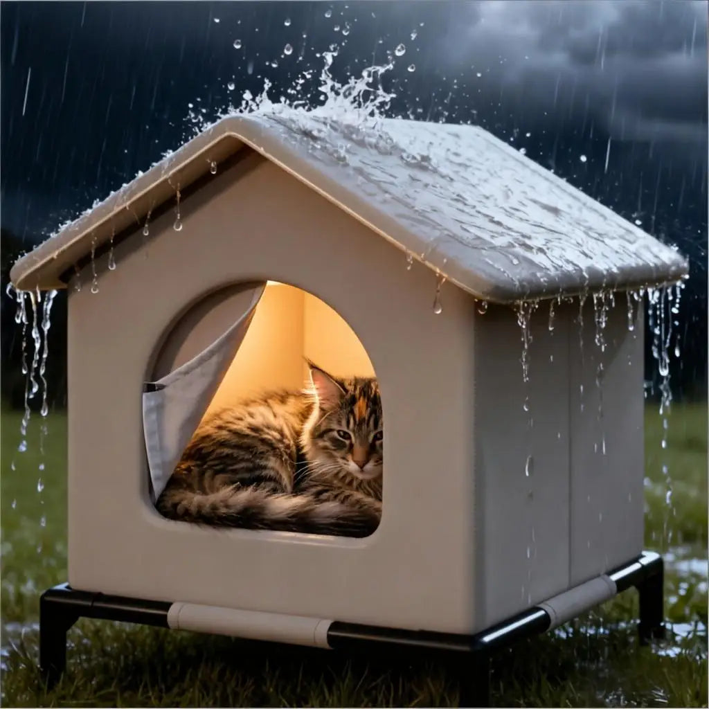 Stray Cat Houses with Mat Waterproof Winter Warm Shelter Foldable Pet