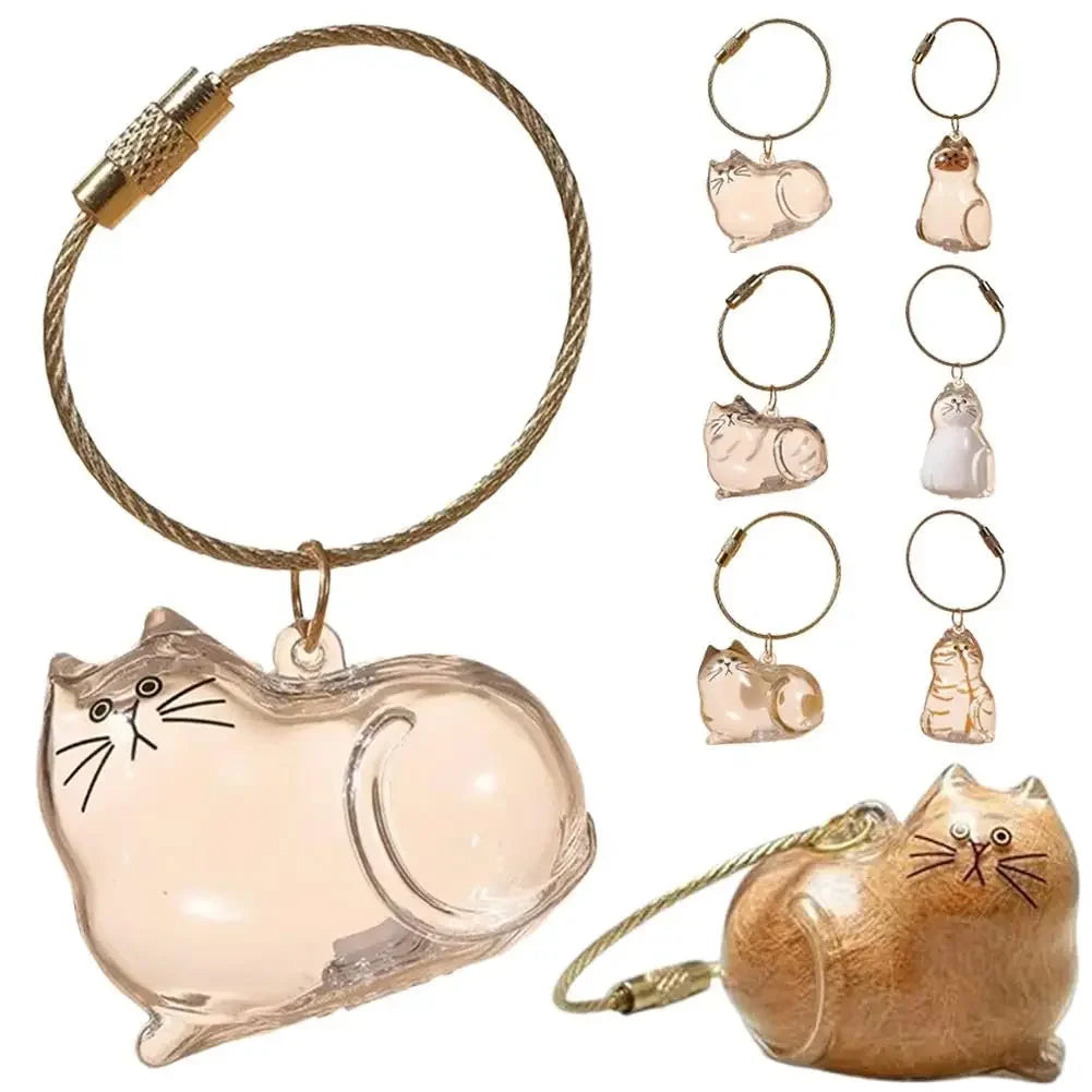 Transparent Cute Cat Keepsake Keychain Lovely Dog/Cat Shape Pet Hair