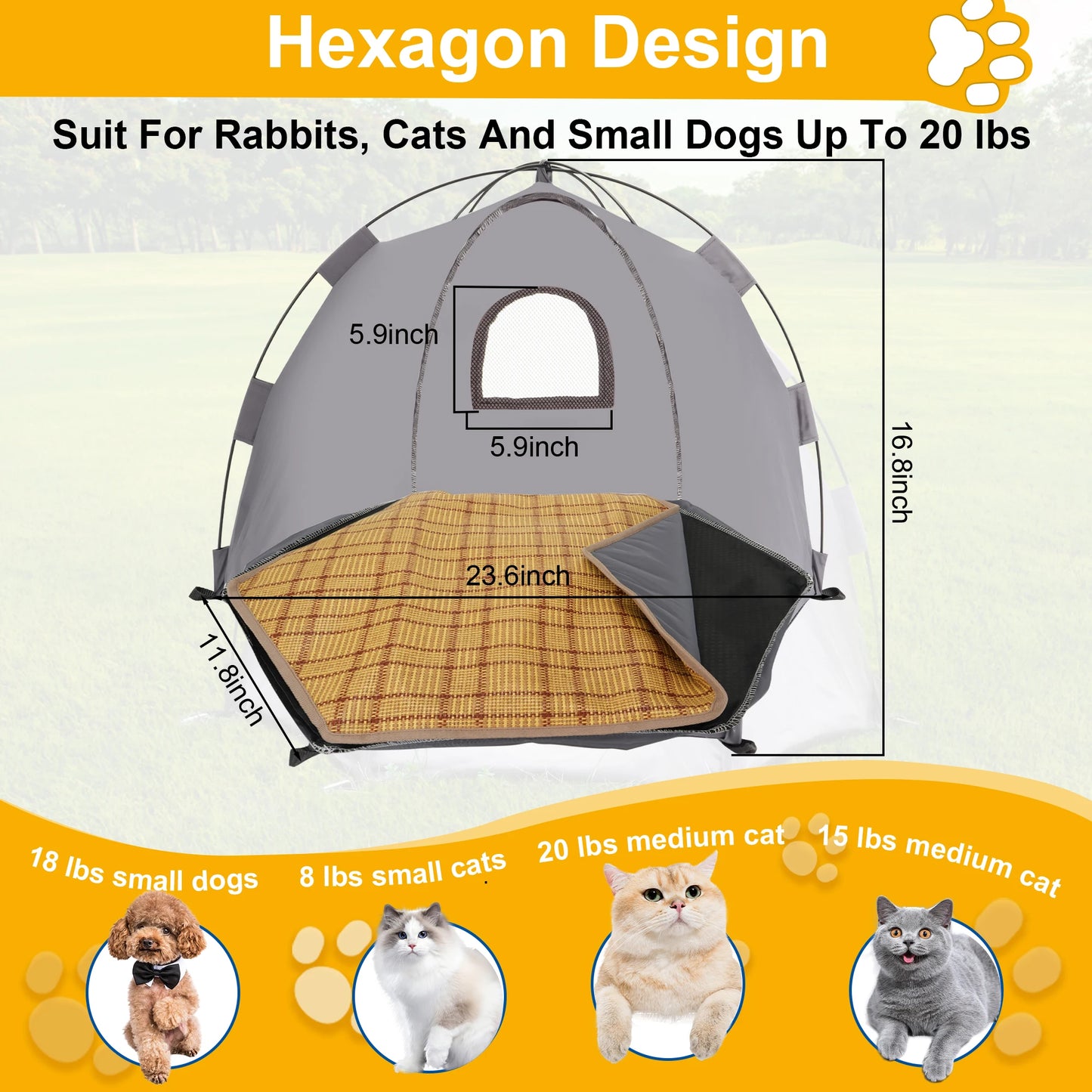 Yanvega Cat Tent Pet Supplies, Gray Cat Tent For Indoor Cat