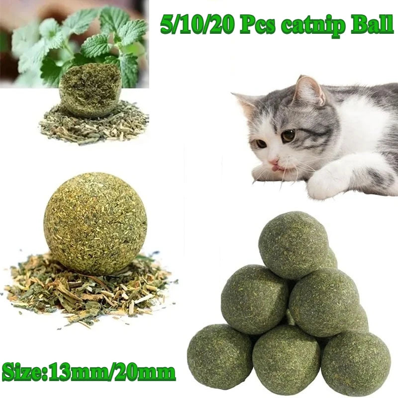 5/10/20Pcs Natural Catnip Balls Kitten Cat Nip Ball Licker Toy for