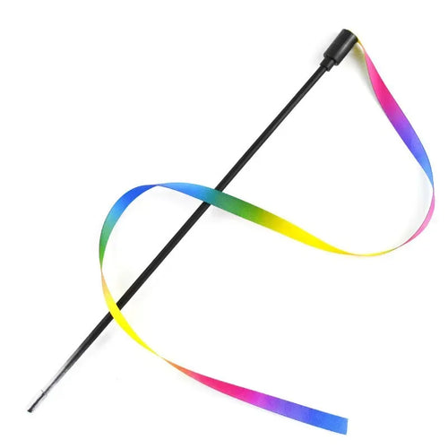 Interactive Coloured Ribbon Cat Toys Teasing Catd Stick Satin Ribbon