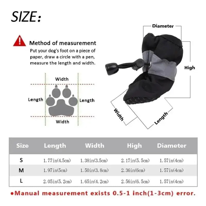 New 4pcs Waterproof Pet Dog Shoes Anti-slip Rain Snow Boot Thick Warm