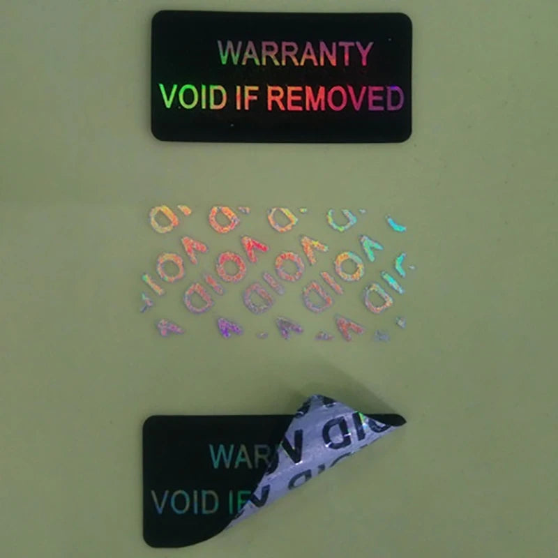 100Pcs Bar code warranty void stickers Dumb silver PET security labels