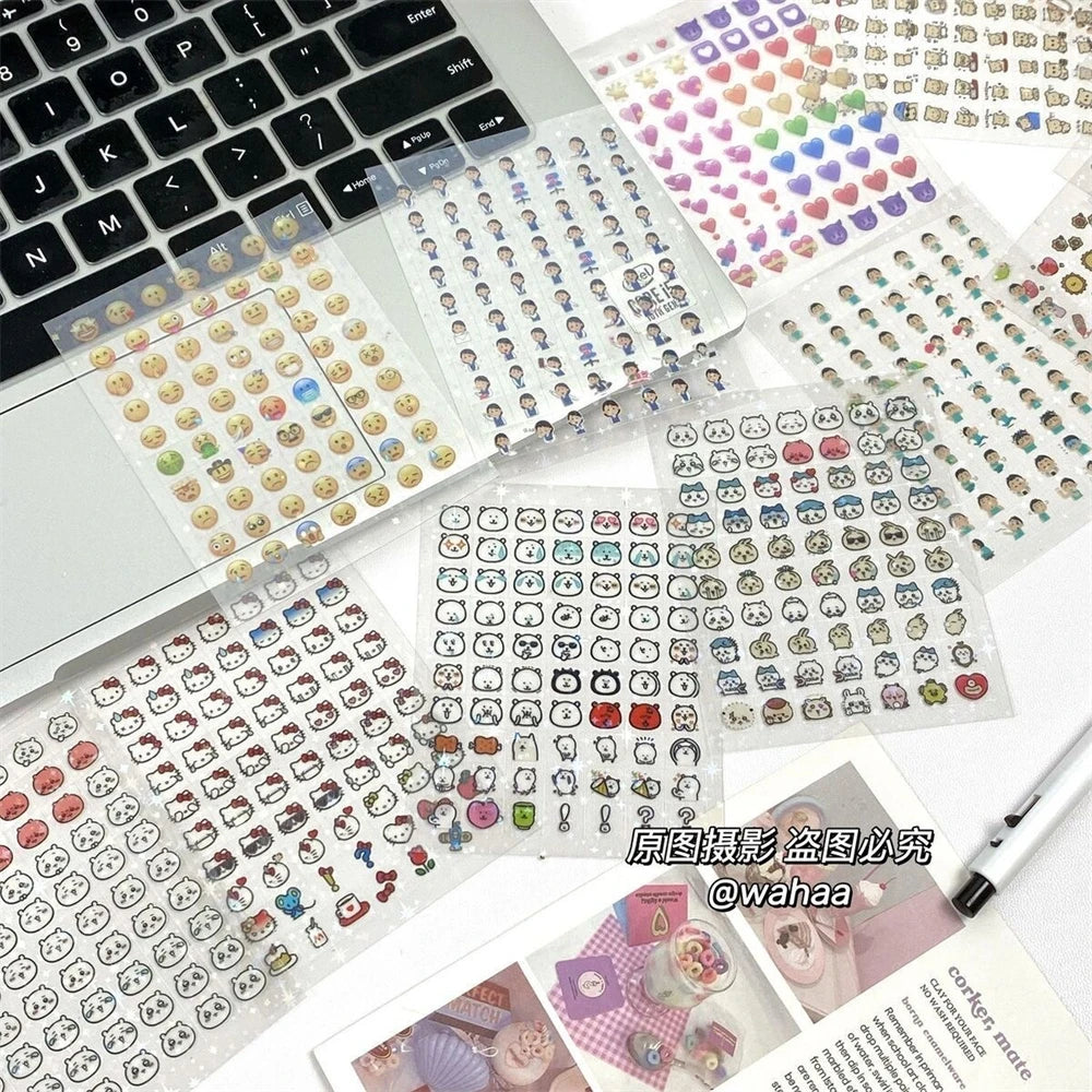 25Pcs 1750 Stickers MINI Cute emoji Cube Transparent Stickers PET DIY