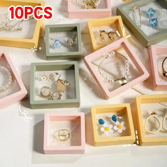 10PS Transparent Film Jewelry Packing Box Suspended Ring Earrings